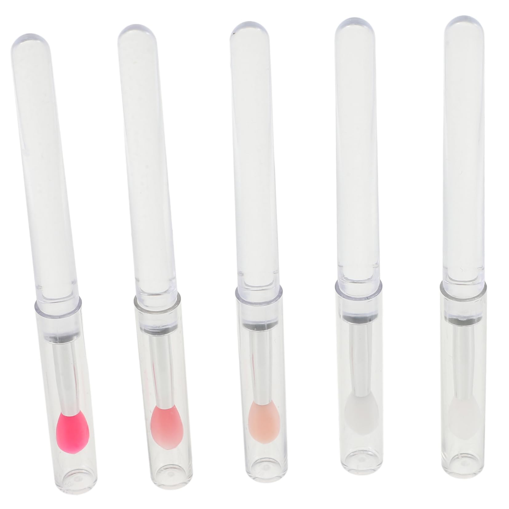 Baluue 5pcs Lip Makeup Brush Set Silicone Brush for Liner Gloss Scrub Travel Size Reusable Beauty Tool