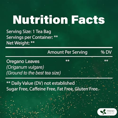 Image of FreshDrinkUS, Oregano Leaf Tea | 135 Tea Bags - Pure Herbal Infusion from Origanum vulgare - Naturally Bold & Aromatic Flavor - Premium Quality, Sustainably Sourced. Vegan