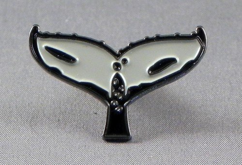 Mainly Metal White Metal Enamel Pin Badge Brooch - Whale (Tail Fin)