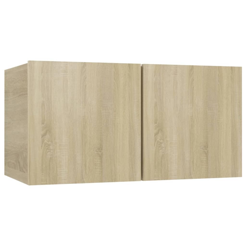 3-TLG. TV-Schrank-Set Sonoma-Eiche Holzwerkstoff, Wandmontage, Modernes Media-Center für Wohnzimmer, Schlafzimmer, Viel Stauraum, Einfache Reinigung