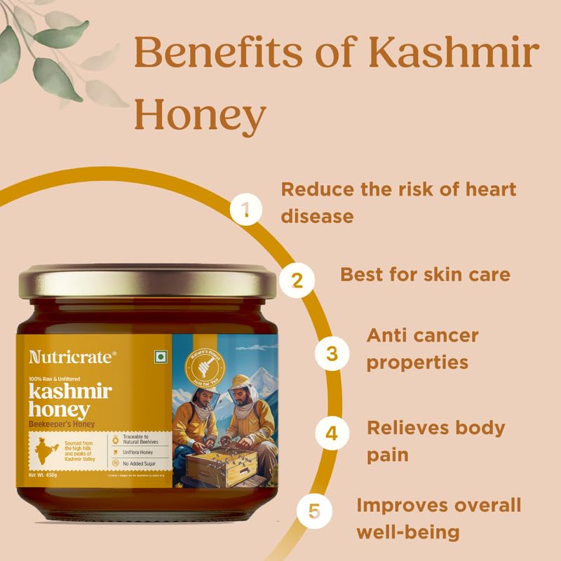 Image of Nutricrate 100% Pure & Organic Kashmir Valley Honey, 450g