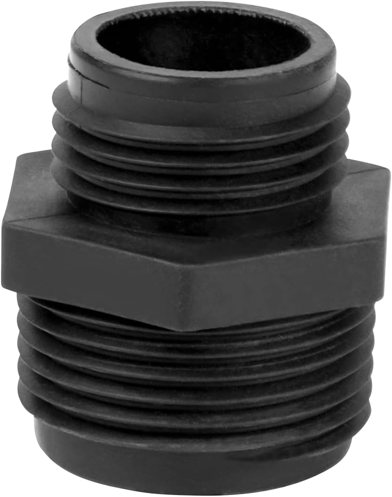 Little Giant GH-1, 1-Inch MNPT x 3/4-inch Male GHT Garden Hose Reducer/Adapter for Utility, Pond or Hydroponic Pumps with 1-inch FNPT discharge, Black, 599030