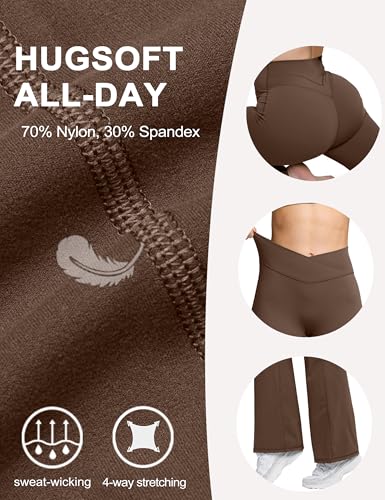 Olmlmt Flare Leggings for Women Butt Lifting - Crossover High Waisted Buttery Soft Gym Workout Yoga Pants