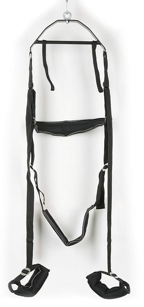 Bad Kitty Schaukel - erotische Liebesschaukel für Freestyle-Sex mit dem Partner, Sexschaukel inkl. Peitsche und Augenmaske, verführerische Bondage-Spiele, belastbar bis ca. 100 kg, schwarz