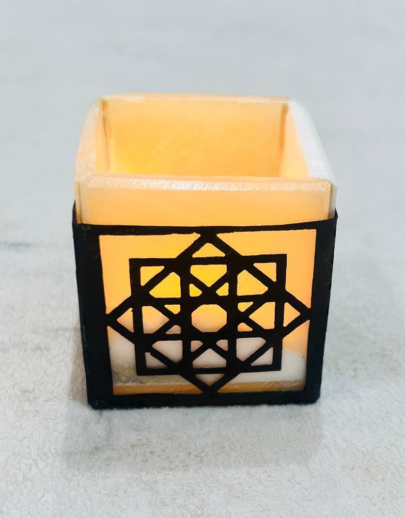 Alabaster Tea Light Candle Holder – Egyptian Handmade Natural Stone Candle Lantern – Traditional Egyptian Home Décor