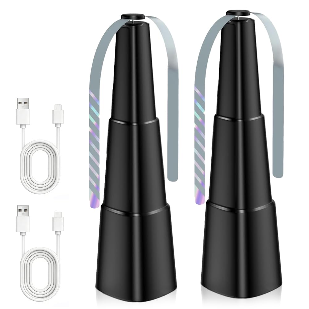 Ventilateur Anti-Mouche, 2Pcs Rechargeable Chasse Mouche de Table Répellante Fan Ventilateur Anti-moustiques pour Intérieurs Extérieurs, Maison Dîner, Pique-Nique et Barbecue, Noir