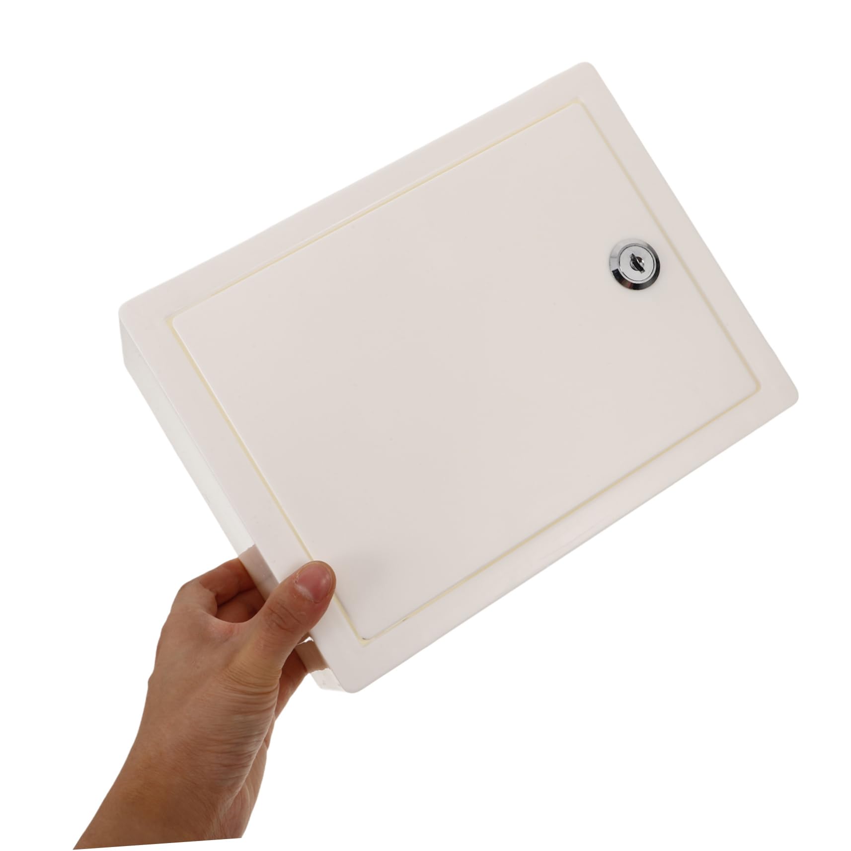 HOMSFOU Scatola di Immagazzinaggio con Chiusura a Chiave in Plastica Pp Bianca, Contenitore Sicuro per Ufficio e Piccolo Appartamento con Protezione della Privacy