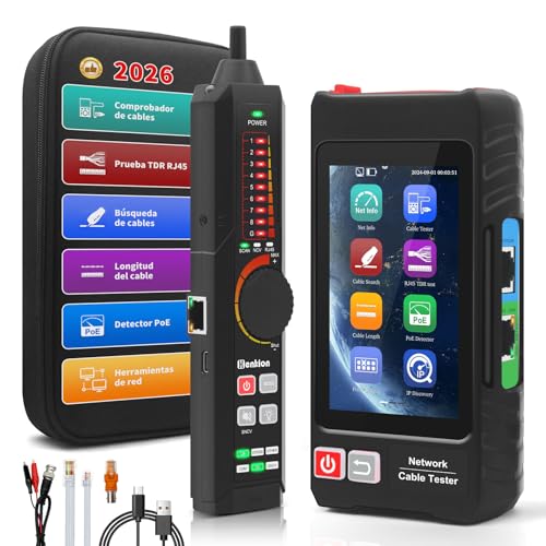 Henkion Probador de Cable Red RJ45, Pantalla Táctil IPS 4