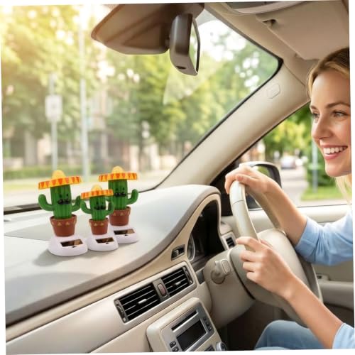 Bobbleheads solares de cactus: figuras alegres para el salpicadero del coche 3
