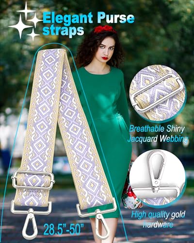 Image of Silvery Purse Straps Replacement Crossbody - Guitar Strap for Purse Crossbody