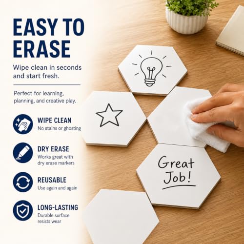 Dry Erase Hexagon Tiles, 25 PCS 2-Sided Blank Hex Game Board Pieces miniatura 4