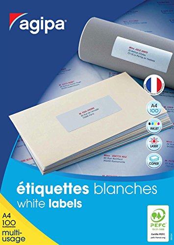Agipa Box 1400 etichette bianche per stampanti a getto d'inchiostro / laser / fotocopiatrice 105x39mm