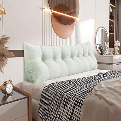 Johnear Rückenkissen für Bett Kopfteil Sofa Lesekissen Bücherkissen Rückenlehne Keilkissen, Leinen Großes Dreieckige Lendenkissen Kopfenden Couch Stützkissen Cover