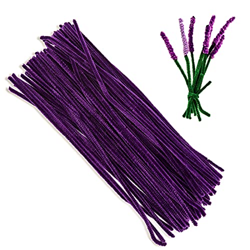 100 Pieces Purple Pipe Cleaners, Pipe Cleaners Craft for DIY Arts Crafts Decorations, Chenille Stems (Purple)
