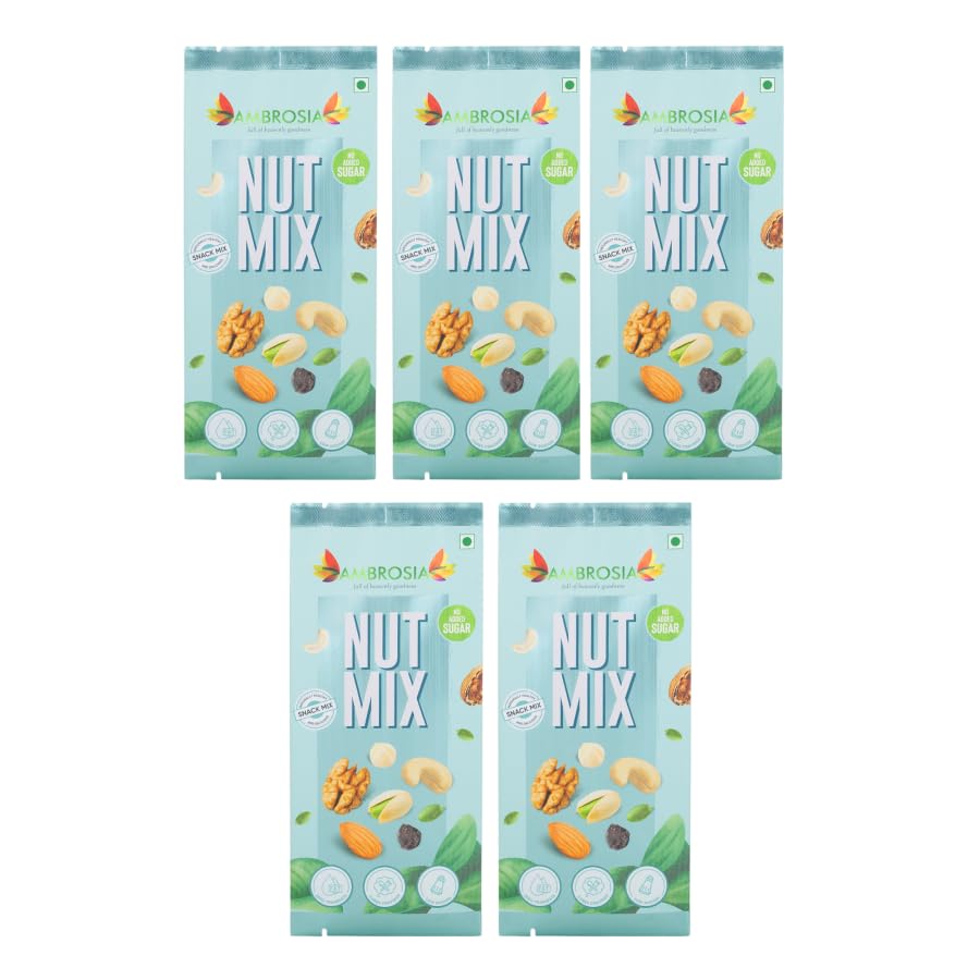 Ambrosia No Added Sugar Nut Mix, Healthy Snack Mix 40g (Pack of 5)