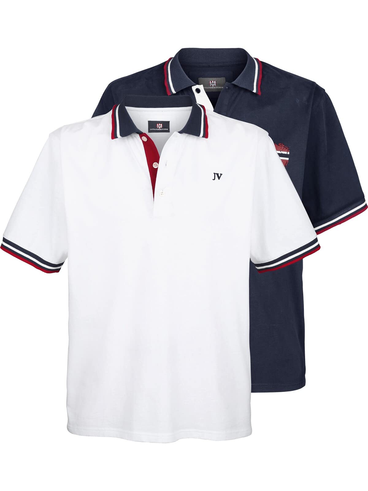 Jan Vanderstorm Herren Doppelpack Poloshirt Johan | 2er-Pack kurzarm Polo-hemd aus reiner Baumwolle, hochwertige Verarbeitung und klassisches Design, große Größen L-7XL