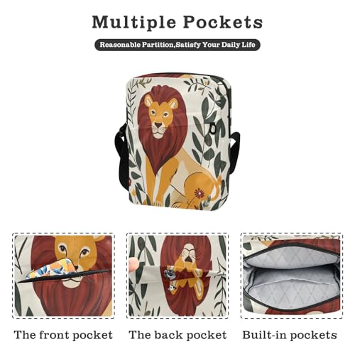 men's messenger bag shoulder bag men Cross Body Purses Adjustable Strap for outdoor sports outdoor sports- Simple Safari Lion2
