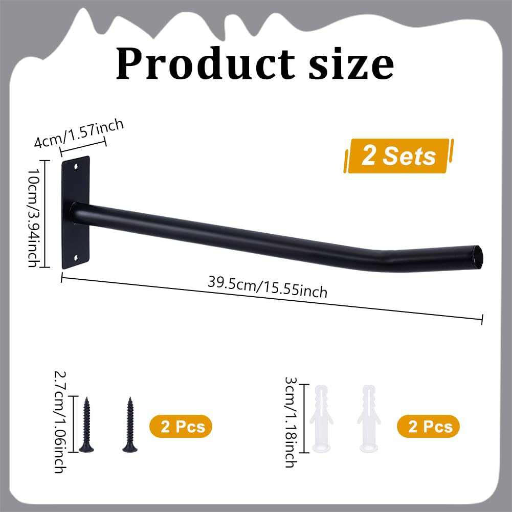 UNICRAFTALE 2 Ensembles Supports Muraux Pour Ballon d Exercice Noir En Fer Supports Métallique Pour Ballon de Yoga Support de Stabilite Support Pour Ballons de Gym Pour Garage ou Studio 10x4x39.5cm