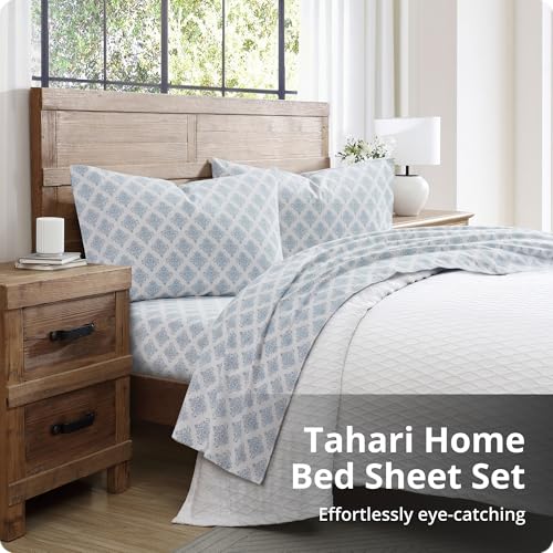 Image of Tahari Home Brushed Flannel 4-Piece Bedding Set, Queen, Alexa Blue