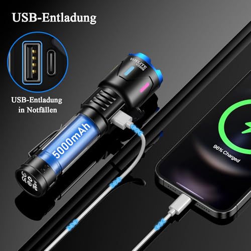 Voylite Taschenlampe LED Aufladbar 1000000 Lumen Extrem Helle – Ansicht 5