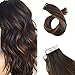 Moresoo 18 Inch 100 Grams 40PCS Remy Hair Extensions Glue in Hair #2 Ombre to #6 Highlighted with #2 Brown Tape in Hair Extensions Remy Human Hair Seamless Human Hair Extensions Full Head Set