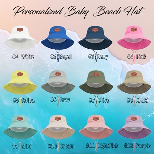Personalized Baby Bucket Hat with String Custom Name Bucket Hat Toddler UPF 50+ Sun Protection Wide Brim Beach Cap for Boys Girls Multicoloured2