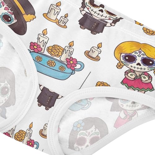 Cute Sugar Skulls Yellow Floral Toddlers Underwear Floral 2t Cotton Girl Panties Cute Print Briefs Underpants4