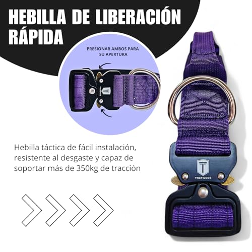 Zoom sur poignée rembourrée et boucle de collier violet