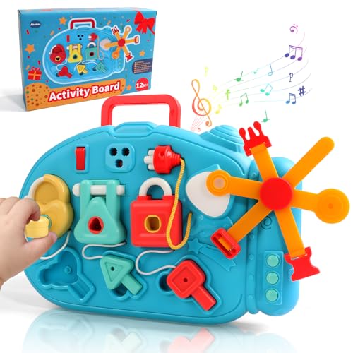 Akokie Juguetes Niños 1 Año, Juguete Bebe 1 Año, 8-IN-1 Juguetes Montessori 1 2 Años, Sensorial Busy Board con Sonido y Luz, Regalo Bebe 1 2 Cumpleaños 1 Años Juegos Educativos Niños 1 Años