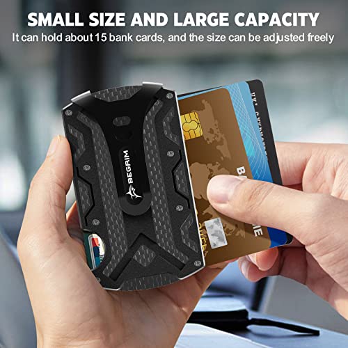 Begrim Wallet For Men - Slim Aluminum Metal Money Clip Rfid Blocking, Holds Up 15 Cards With Cash Clip. Ultra-Thin Minimalist Wallet, Rose Gold #TOP1
