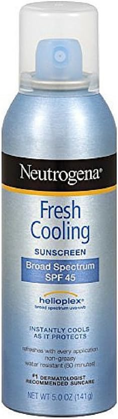 Neutrogena Fresh Cooling Body Mist Sunscreen SPF 45, 5 Ounce (Pack of 3)