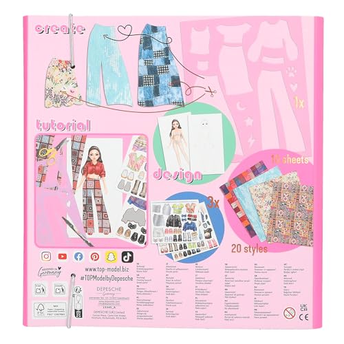 Depesche 13345 Create your TOPModel, Colouring Book Design Studio, with 30 Pages for Designing Model Motifs Includes Sticker - Image 4