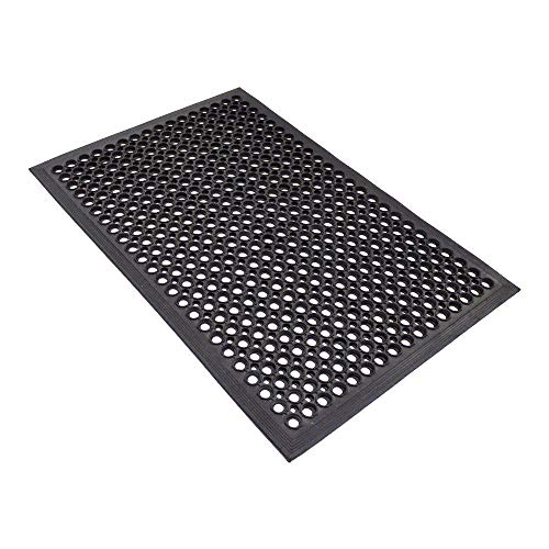 Lykos Heavy Duty Large Non-Slip Mat Bar Kitchen Industrial Multi-Functional Anti-Fatigue Drainage Rubber Non-Slip Hexagonal Floor Mat Black (60X35) #TOP4