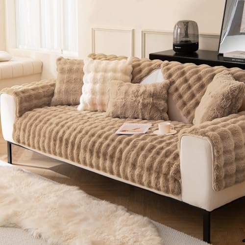 BXAEYIPOR Couch Überzug,Sofa Überzug,Sofa-Schutzhülle mit Rutschfester Unterlage,Neue Universelle rutschfeste Solide Strukturierte Sofa Überzug für Wohnzimmer,Multi-Size Sofa Sitzkissenbezug.