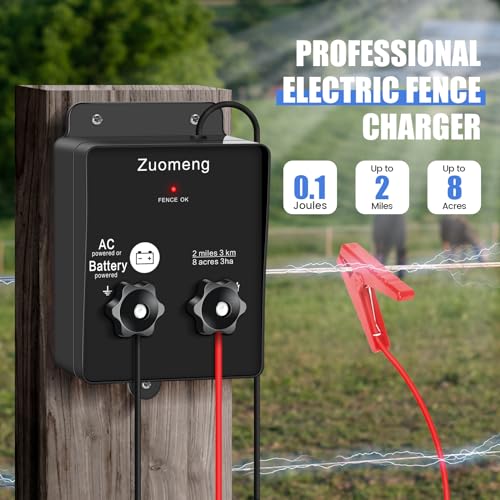Zuomeng ZM-030 2-In-1 Electric Fence Energizer, Zuomeng 2-Mile 8 Acres Electric Fence Charger Powered By Battery Or Power Adapter, 0.1 Joules, Protect Your Livestock Garden Pasture From Wildlife thumb #1