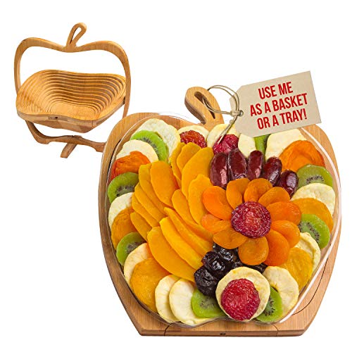 Dried Fruit Gift Basket Tray Turns into Basket, Healthy Gourmet Snack Box, Holiday