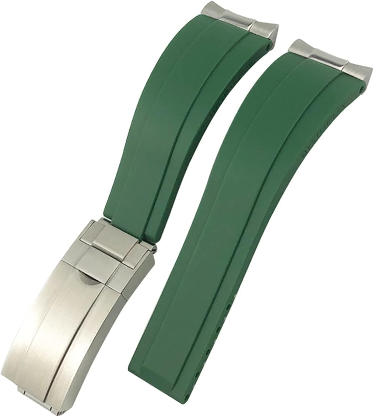 Rubber Watchband 20mm Silicone Strap Fit for Rolex Daytona Submariner GMT Yacht Master Silver Curved Metal link Watch Bracelets