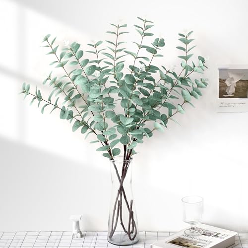 ROLLWAY 3 Stück Eukalyptus Deko 86cm Lang, Künstliche Eukalyptus Zweige...