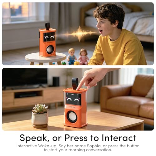 Smart AI Alarm Clock - Sophia Interactive Voice Controlled Bedside Clock, WiFi Network Speaker with Emoji Display, Intelligent Sleep Assistant & Water Reminder,Tech Gift for Men, Women & Office - Image 4