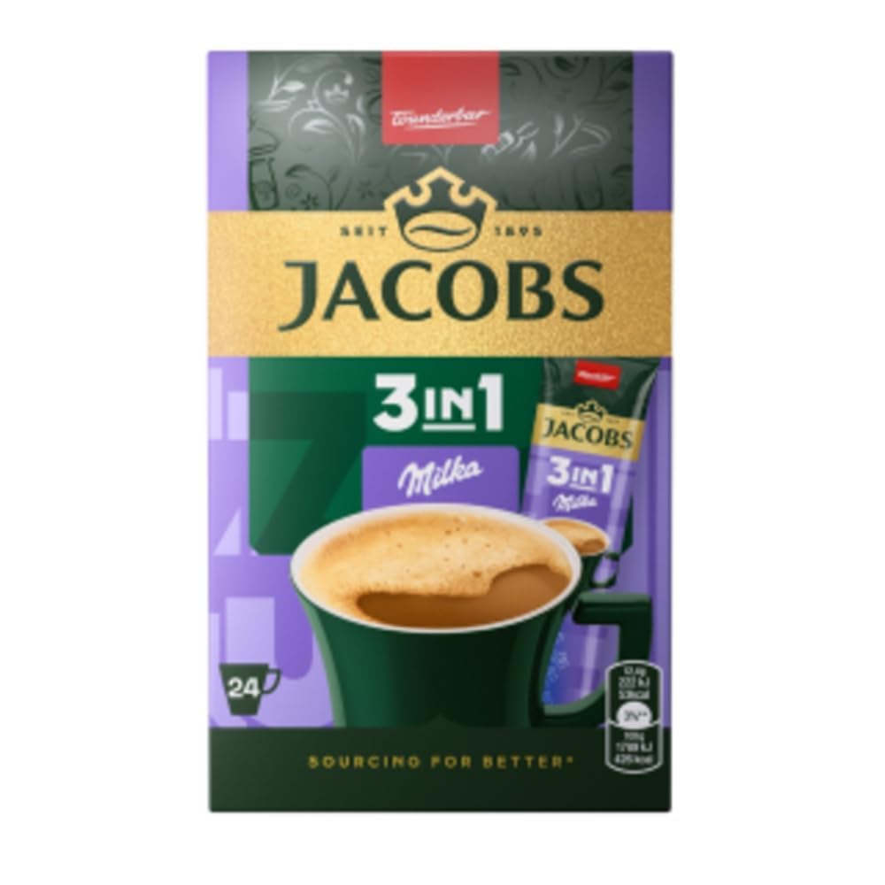 JACOBS 3in1 Milka, instant coffee powder, 6 x 24 sticks/sachets, 297.6g