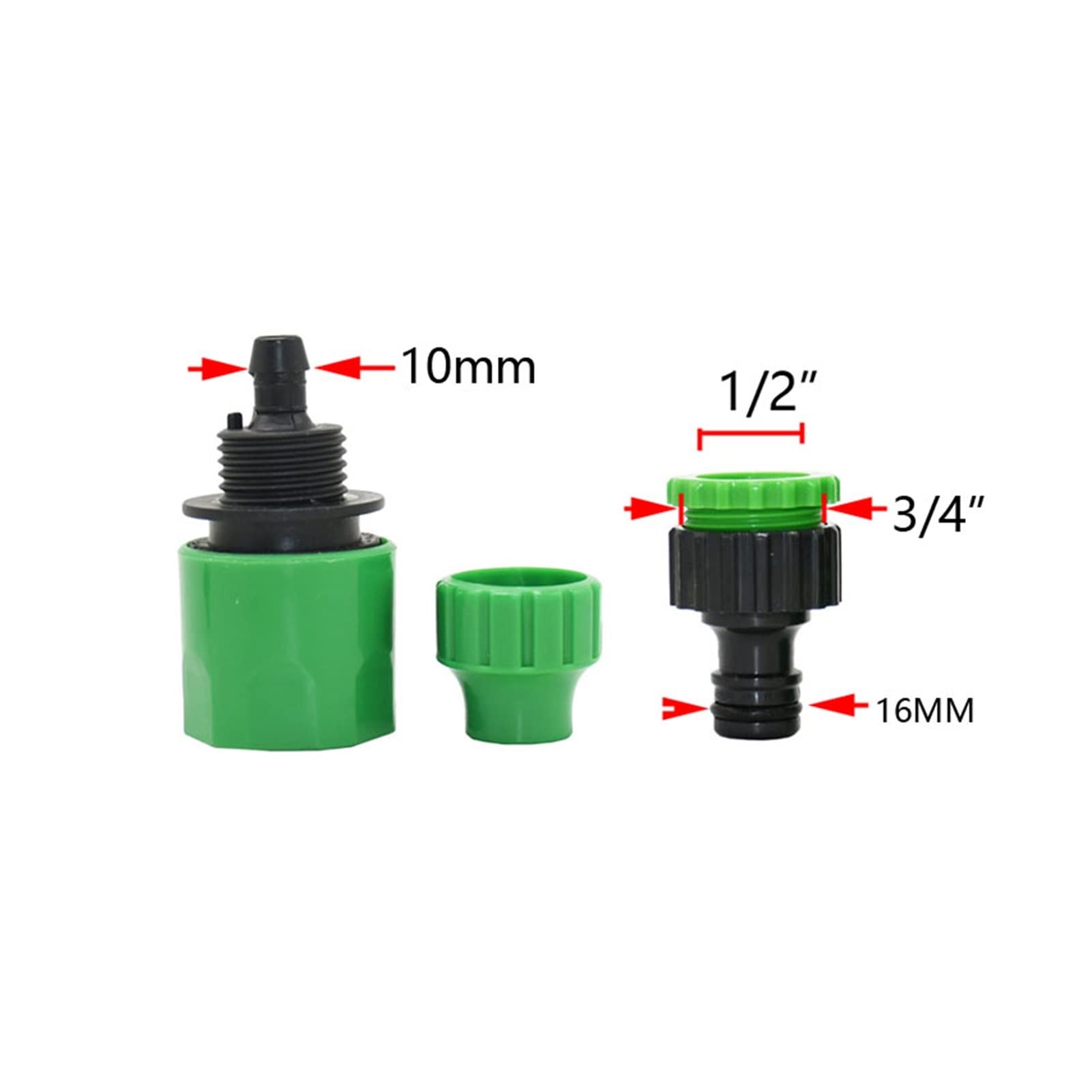 conector de tubo de manguera 20 piezas de 4/7 8/11 mm Acoplamientos rápidos de manguera de jardín 1/4 acoplamientos de púa de agua de manguera de 3/8 pulgadas con 1/2 3/4 accesorios de pipa de rosca r