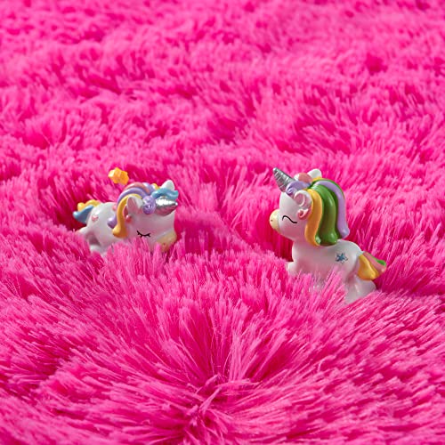 Foxmas Plush Shaggy Area Rug for Kids and College Dorms, 2ft x 3ft, Hot Pink