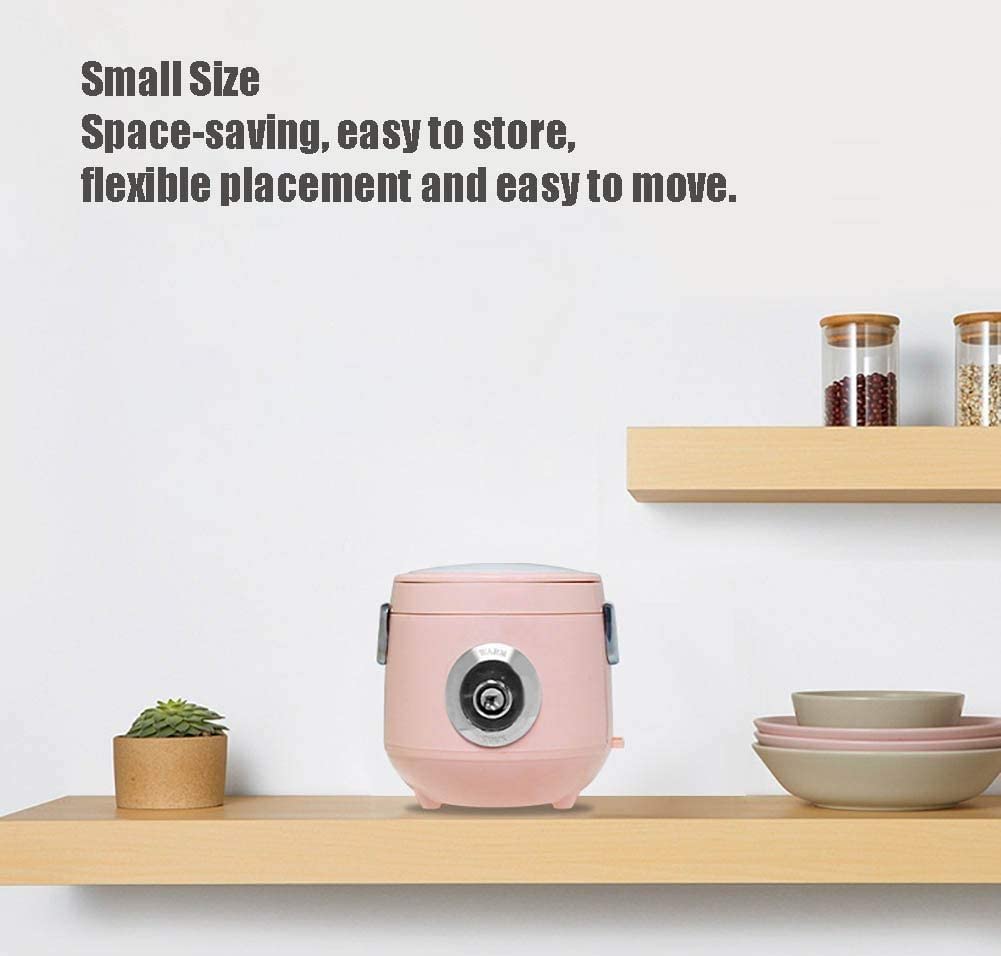 Cuociriso Portatile Scaldavivande Elettrico Mini Multicooker con Funzione di Mantenimento in Caldo Spatola Interna E Misurino di qualità Premium,Rosa