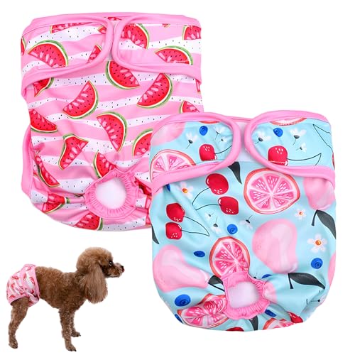 LURVOUS 2 Piezas Pañales Perro Hembra Reutilizables, Bragas de Perra Menstrual Braga para Celo Perras, Pañales para Perros Incontinencia Pañales para Perros Hembra Lavables (M)