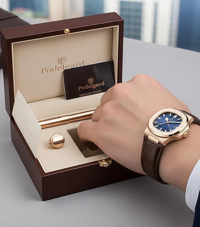 Image of Men's Analog Dial Watch with Date Feature | Formal & Casual Watch | 30 Meter Water Resistant | Strong Luminous Durable Silver Strap | Adjustable Butterfly Buckle | Quartz Movement Wristwatch