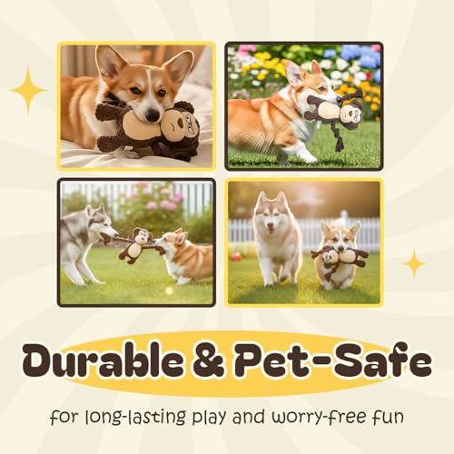 Juguete para perros mono marrón con cuerda y chirriador miniatura 5