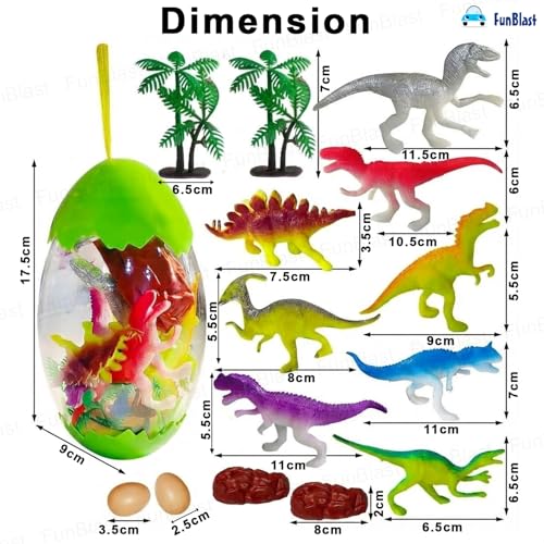 Image of FunBlast Dinosaur Toy for Kids - Set of 14 Pcs Dinosaurs Animals Figures Toys Set with Egg Box, Realistic Dinosaur Toys, Animal Figures Action Toy for 3+ Years Old Kids, Boys, Girls (Random Color)
