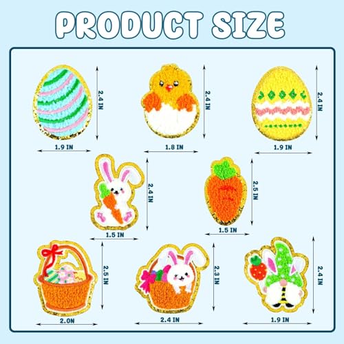 Eyndyn 24 Pcs Easter Chenille Patches Iron On Patches Varsity Patches Egg Rabbit Embroidered Cloth Patches Sew On Appliques For Clothes Hat Shirt Bag Jeans Diy Decorations thumb #1