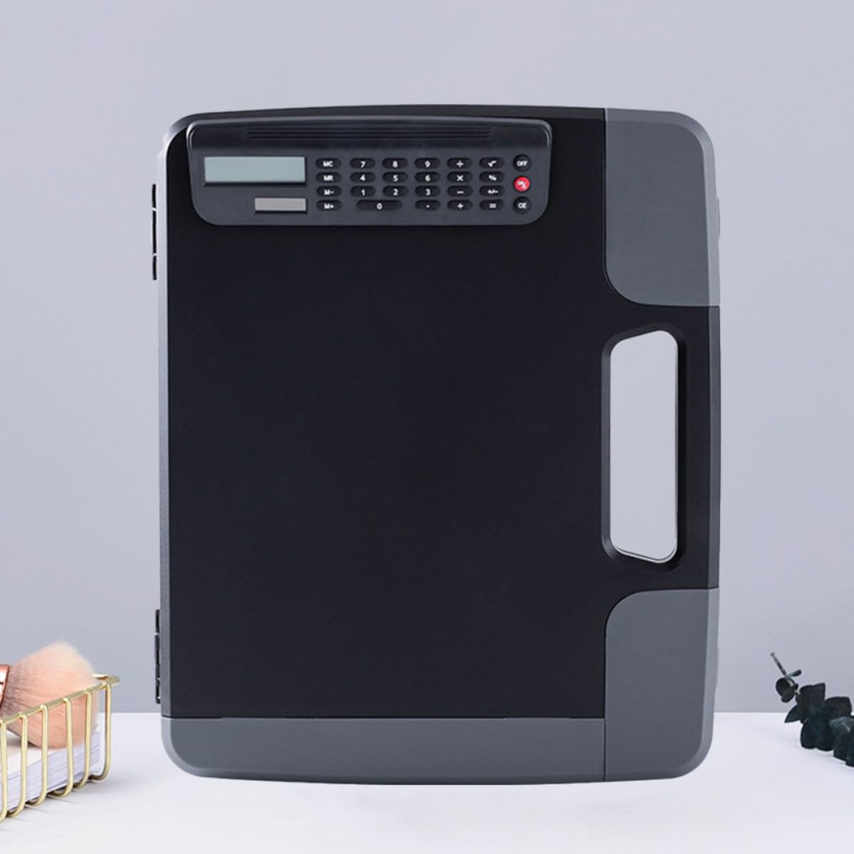 Cabilock Presse-papiers Noir avec Calculatrice A4 en Plastique Pp pour