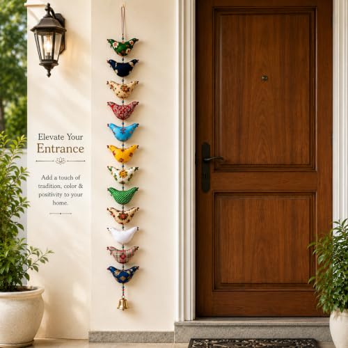 Image of Bindian Toran for Main Door, Decorative Door Thoranam Hanging, Diwali Decoration for Home Entrance, Wall Decor Hanging Ornament, Traditional Festive Welcome Decor for House, Pooja (Bird Pack of 2)